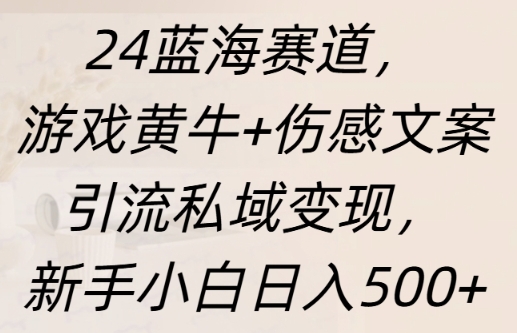 蓝海赛道，游戏黄牛+伤感文案引流私域变现，新手小白日入多张-中创网_分享创业项目_互联网资源