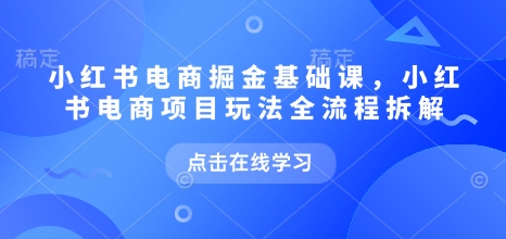 小红书电商掘金课，小红书电商项目玩法全流程拆解-中创网_分享创业项目_互联网资源