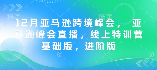 12月亚马逊跨境峰会， 亚马逊峰会直播，线上特训营基础版，进阶版-中创网_分享创业项目_互联网资源