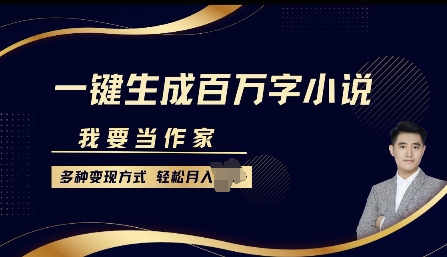 我要当作家，一键生成百万字小说，多种变现方式，轻松月入过W+-中创网_分享创业项目_互联网资源