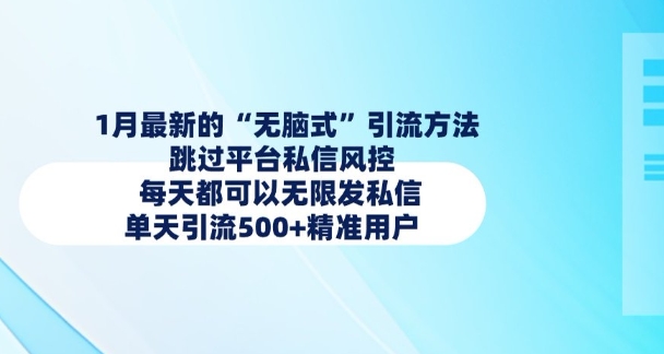 1月最新的无脑式引流方法，跳过平台私信风控，每天都可以无限发私信，单天引流500+精准用户-中创网_分享创业项目_互联网资源