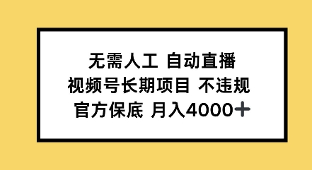 无需人工自动直播，视频号长期项目不违规，官方保底月入4000左右-中创网_分享创业项目_互联网资源