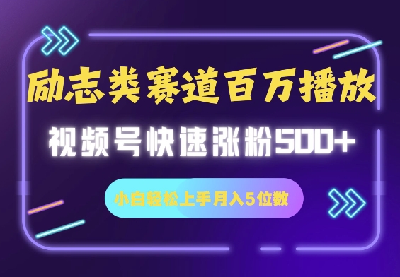 励志类赛道也能百万播放，快速涨粉500+视频号变现月入5位数-中创网_分享创业项目_互联网资源