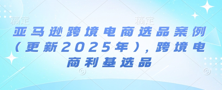 亚马逊跨境电商选品案例(更新2025年)，跨境电商利基选品-中创网_分享创业项目_互联网资源