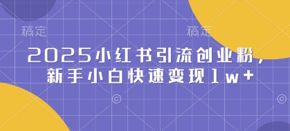 2025小红书引流创业粉，新手小白快速变现1w+-中创网_分享创业项目_互联网资源