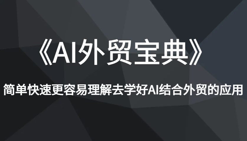 《AI外贸宝典》简单快速更容易理解去学好AI结合外贸的应用-中创网_分享创业项目_互联网资源