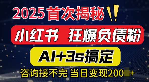 2025引流天花板：最新小红书狂暴负债粉思路，咨询接不断，当日入多张-中创网_分享创业项目_互联网资源