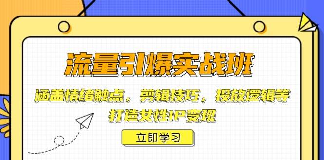 流量引爆实战班，涵盖情绪触点，剪辑技巧，投放逻辑等，打造女性IP变现-中创网_分享创业项目_互联网资源