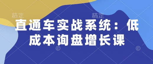 直通车实战系统：低成本询盘增长课，让个人通过技能实现升职加薪，让企业低成本获客，订单源源不断-中创网_分享创业项目_互联网资源