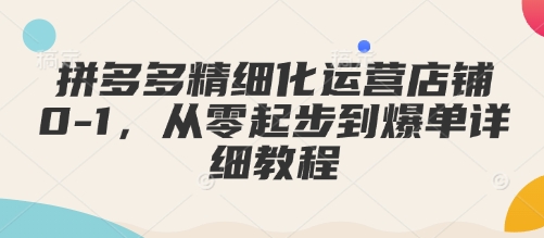 拼多多精细化运营店铺0-1，从零起步到爆单详细教程-中创网_分享创业项目_互联网资源