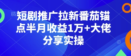 短剧推广拉新番茄锚点半月收益1万+大佬分享实操-中创网_分享创业项目_互联网资源