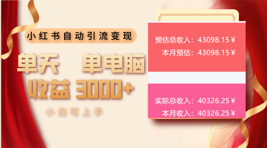 （13999期）小红书自动引流变现 单天单电脑收益3000+  小白可上手-中创网_分享创业项目_互联网资源