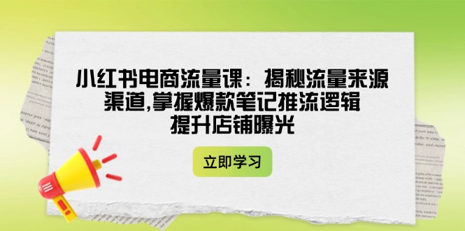 （14318期）小红书电商总流量课：揭密流量渠道方式,把握爆品手记拉流逻辑性,提升店铺曝出-中创网_分享创业项目_互联网资源