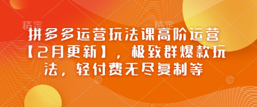 拼多多运营游戏玩法课高级经营【2月升级】，完美群爆品游戏玩法，轻付钱无穷拷贝等-中创网_分享创业项目_互联网资源