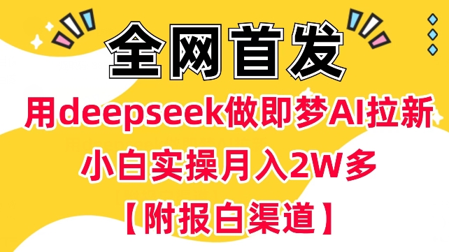 用deepseek做即梦Ai引流 新手实际操作月入了W 【附开通抖音小店方式】-中创网_分享创业项目_互联网资源