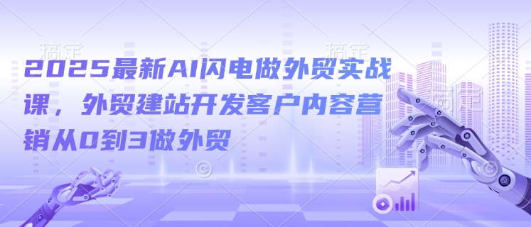 2025全新AI雷电做跨境电商实战演练课，外贸网站建设寻找客户内容运营从0到3做跨境电商-中创网_分享创业项目_互联网资源