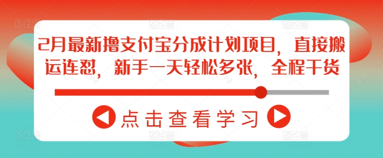 2月全新撸支付宝钱包分为计划项目，立即运送连怼，初学者一天轻轻松松好几张，全过程干货知识-中创网_分享创业项目_互联网资源