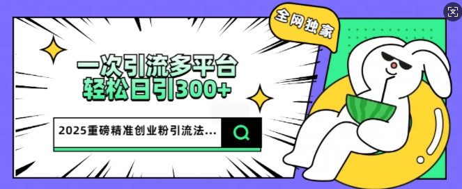 2025重磅消息各大网站独家代理引流法，一次全平台，轻轻松松日引300 精确自主创业粉-中创网_分享创业项目_互联网资源