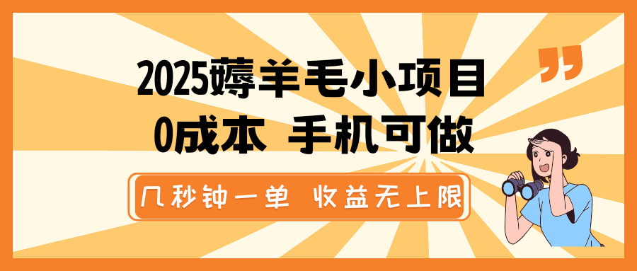 2025撸羊毛小程序，0成本费 手机能做，几秒一单，盈利无限制-中创网_分享创业项目_互联网资源