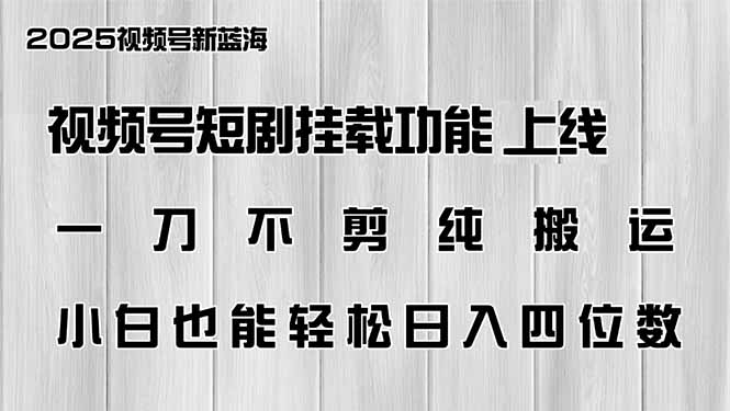 （14310期）微信视频号短剧剧本初始化新功能上线，一刀不剪纯运送，新手都可以轻松日入四位数-中创网_分享创业项目_互联网资源