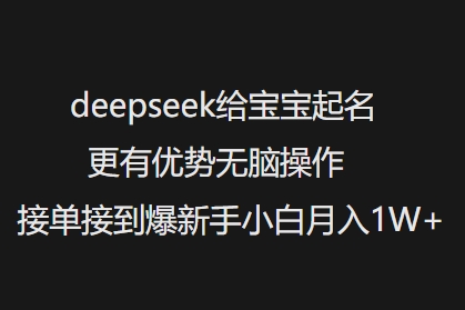 deepseek给宝宝起名字更具优势没脑子实际操作接单子收到爆新手入门月入1W-中创网_分享创业项目_互联网资源