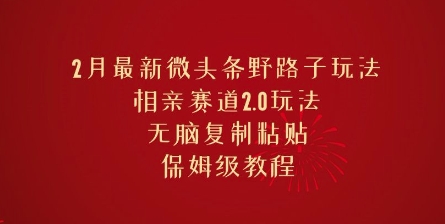 2月全新头条歪门邪道游戏玩法，相亲约会跑道2.0游戏玩法，没脑子拷贝，家庭保姆级实例教程-中创网_分享创业项目_互联网资源