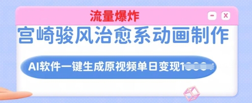 宫崎骏动漫风治愈系动画制做，AI手机软件一键生成原创短视频总流量发生爆炸，单日转现好几张，详尽实际操作步骤-中创网_分享创业项目_互联网资源