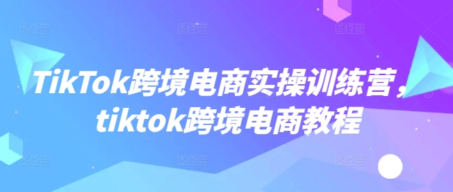 TikTok跨境电子商务实操训练营，tiktok跨境电子商务实例教程-中创网_分享创业项目_互联网资源