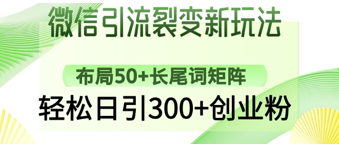 微信加粉裂变式新模式：合理布局50 长尾关键词引流矩阵，轻轻松松日引300 自主创业粉-中创网_分享创业项目_互联网资源