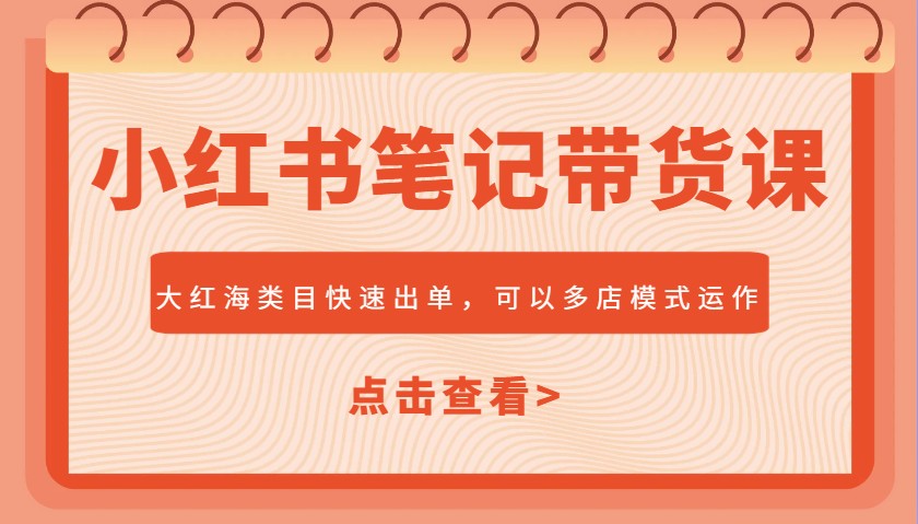 小红书笔记带货课，大红海类目快速出单，市场大，可以多店模式运作-中创网_分享创业项目_互联网资源