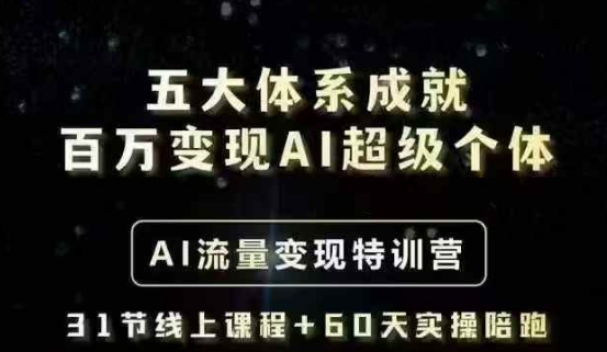 五大体系造就上百万转现AI超级个体- AI数据流量变现夏令营，一步一步教大家一个人怎么年收入百W-中创网_分享创业项目_互联网资源