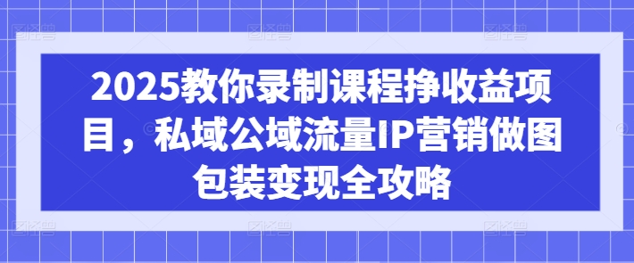 2025教大家录制课程挣盈利新项目，公域公域流量IP营销推广作图外包装转现攻略大全-中创网_分享创业项目_互联网资源