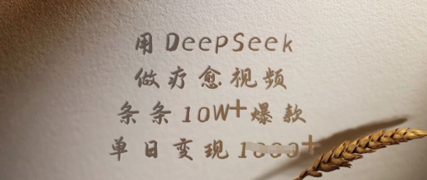 用DeepSeek做治愈短视频，一条条10W 爆品，单日转现好几张-中创网_分享创业项目_互联网资源