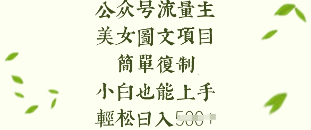 微信流量主长期收益新项目，美女照片简易拷贝，新手也可以入门，轻轻松松日入5张-中创网_分享创业项目_互联网资源