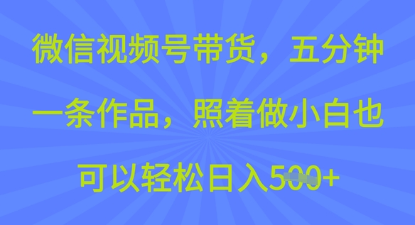 视频号卖货，五分钟一条著作，跟着做新手也能轻松日入5张-中创网_分享创业项目_互联网资源