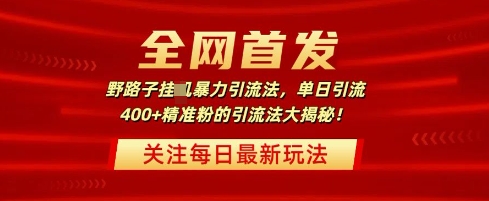 独家首发，歪门邪道暴力行为引流法，单日引流方法400 精准粉的引流法大曝光-中创网_专注互联网创业,项目资源整合-中创网_分享创业项目_互联网资源