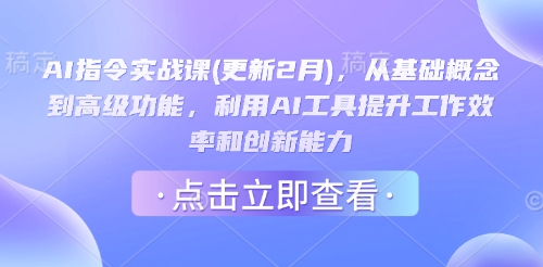 AI命令实战演练课(升级2月)，从基本概念到高级功能，运用AI专用工具提高工作效率和创新能力-中创网_分享创业项目_互联网资源